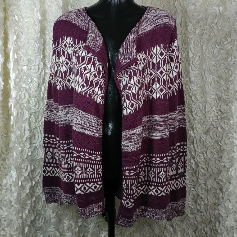Sweater Barn Medium waterfall front cardigan boho